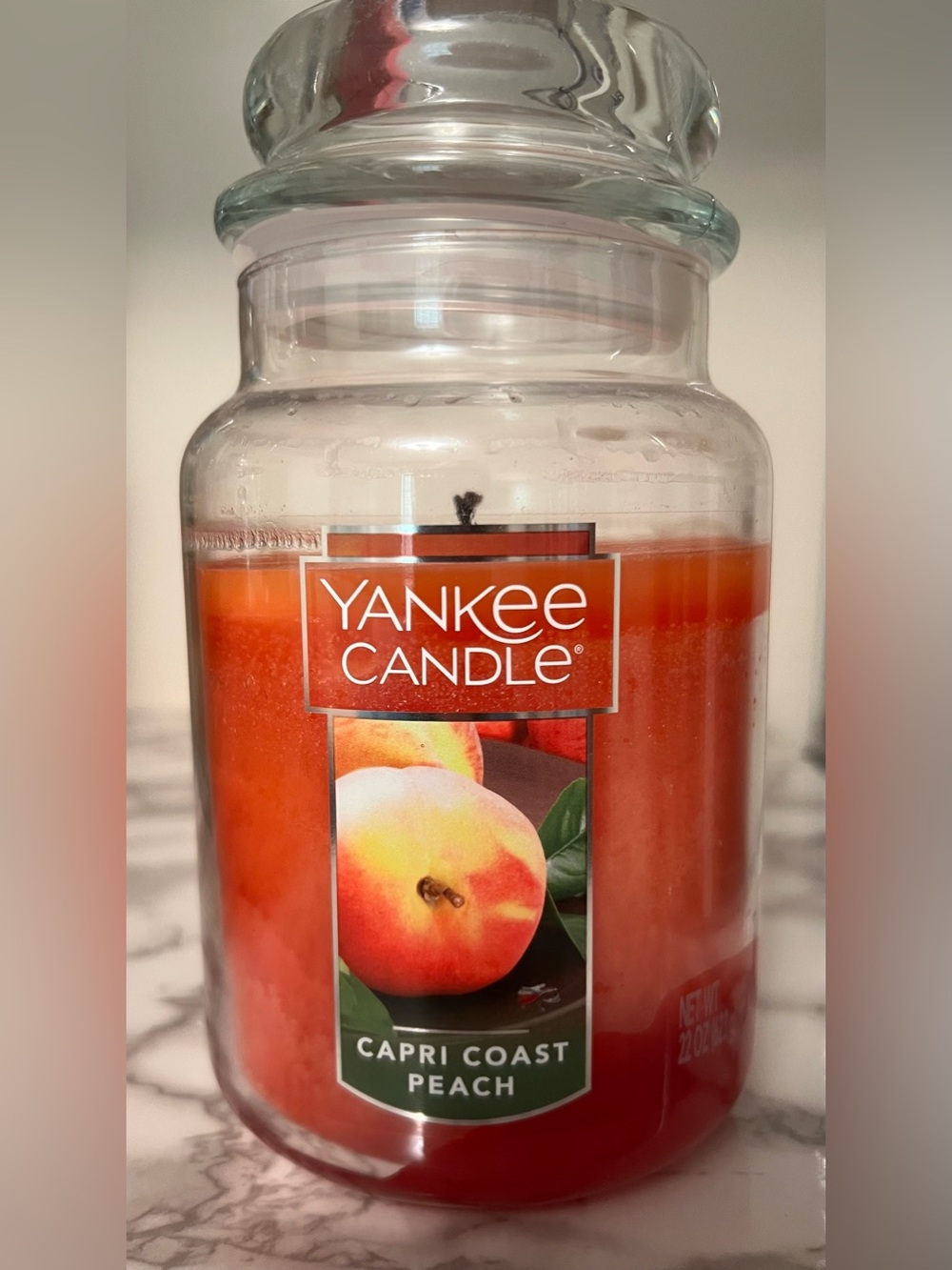 Yankee Candle Capri Coast Peach 22 oz Large Jar Single Wick ~80%